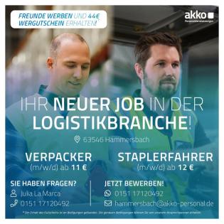 Staplerfahrer m/ w/ d und Lagerhelfer m/ w/ d in Hammersbach gesucht