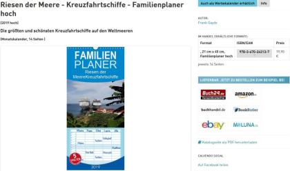 Kalender 2022 Familienplaner Riesen der Meere - Kreuzfahrtschiffe