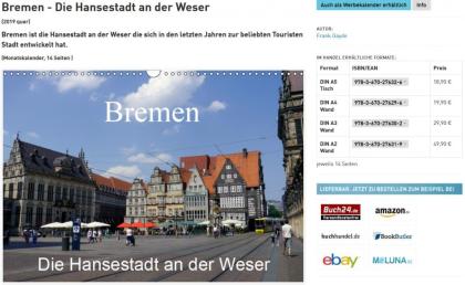 Wandkalender Kalender 2022 Bremen - Die Hansestadt an der Weser
