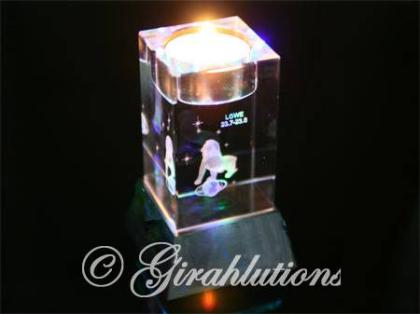 Kristallglas Teelichthalter mit Sternzeichen LED Untersetzer
