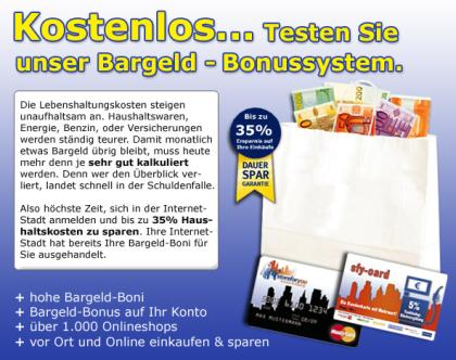 Kostenlos. Testen Sie bitte unser Bargeld-Bonussytem