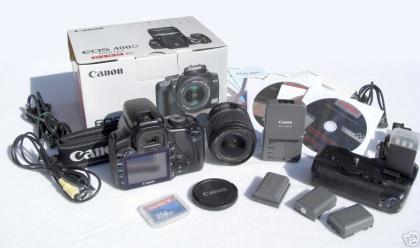 Canon EOS 400D EF 18-55mm/EF 28-80mm 4GB CF 3 Akkus Tasche Bateriegrif