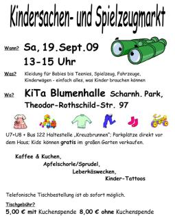 Kindersachenmarkt - KiTa Blumenhalle Ostfildern - 19. Sept. 2022 13-15 Uhr