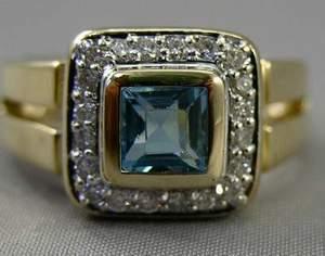 Super Topas/ Brillant-Ring 1 05 kt. GG 585 - 50er Jahre