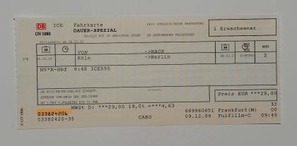 Bahnticket ICE Köln - Berlin am 08. März 2022