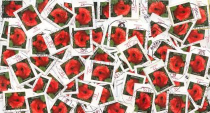100 Briefmarken Deutschland 0 55Euro Klatschmohn