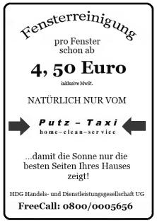 Fensterreinigung vom Putz-Taxi - schon ab sommerlichen 4 50Euro