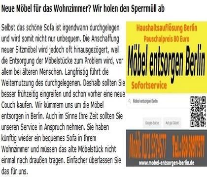 Möbel entsorgen Berlin Tisch Schrank Bett Matratze Sessel Sofa.