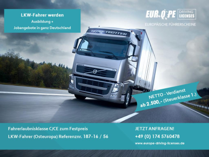 LKW-Fahrer werden JOB-Garantie - mind. 2. 500 Euro Netto