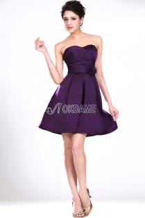 Satin langes knielanges Brautjungfernkleid-okdame. de