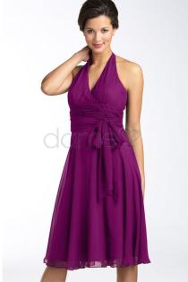 Natürliche Taille Nackenträger Chiffon A-Linie-dameo. de