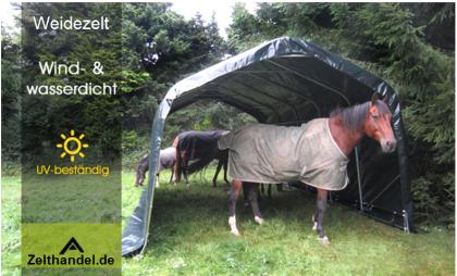 Weidezelt Weideunterstand Pferdeunterstand 3 65m x 6m PVC grün wasserdicht