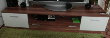Anbauwand nussbaum / Phonomöbel - TV Lowboard