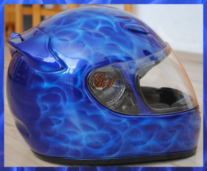 Airbrush Helm-Design - Blue Flame