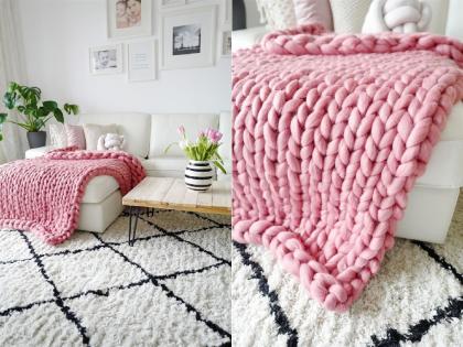 Merino chunky Decke 100 21 Mikron 150x200 Hochwertig handarbeit Unikat