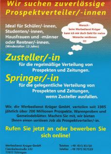 Mobile Prospektverteiler/innen im Landkreis Tübingen gesucht